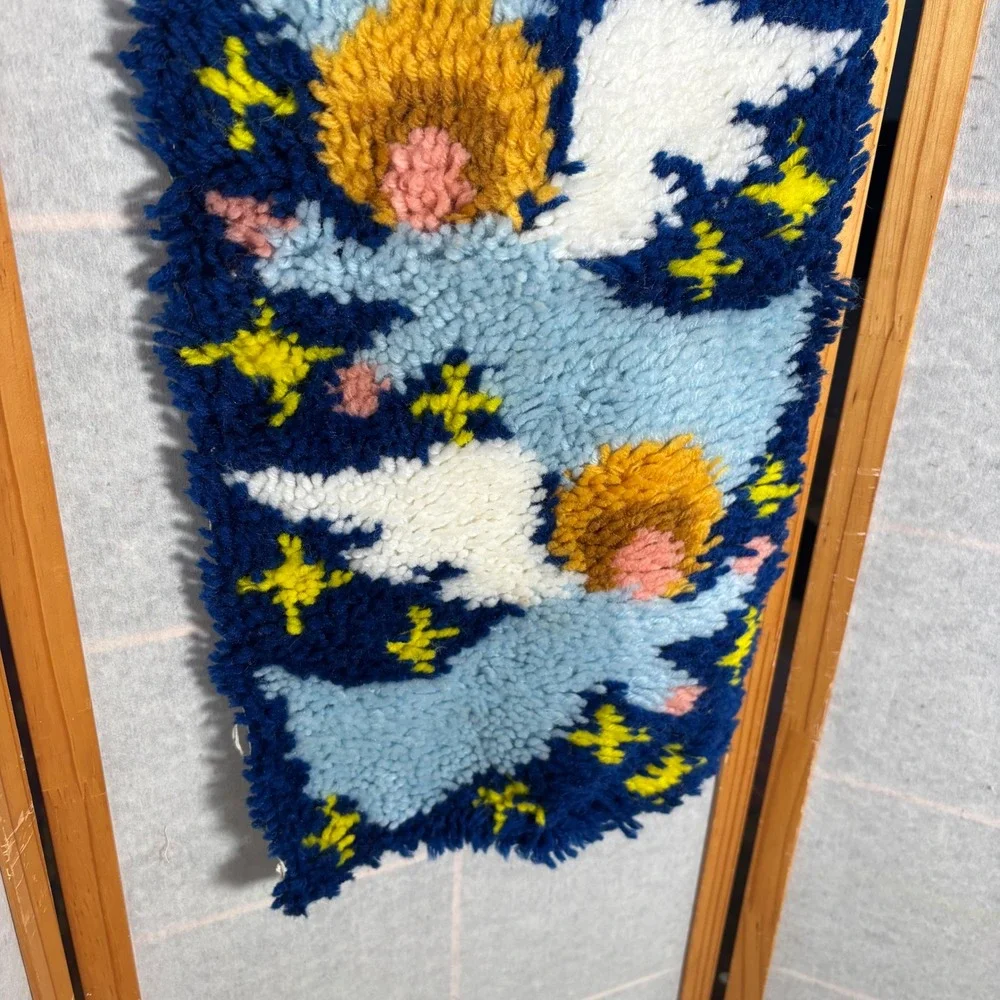 Vintage Wonder Art‎ Christmas Latch Hook Wall Hanging Angels Stars Blue Yellow